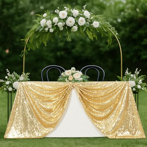 Sequin Tablecloth 50x72 Inch Light Gold for Wedding Party