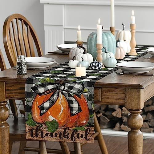 Pumpkin Thankful Fall Table Runner 13x108 Inch (9.72 Sq Ft)