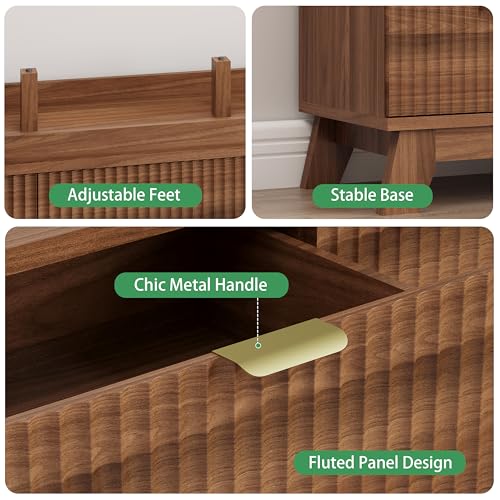 Fluted Dresser for Bedroom with 9 Drawers