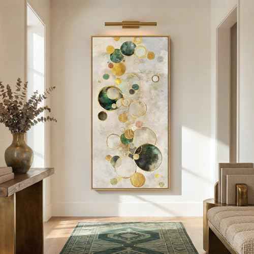 Large Framed Gold Abstract Wall Art for Living Room