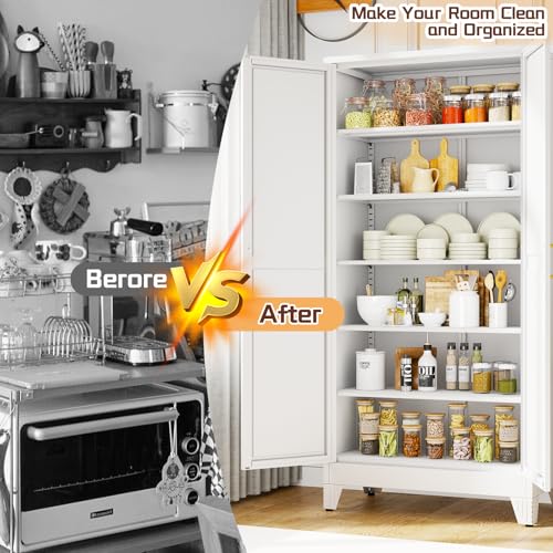 75" Metal Kitchen Pantry Cabinet