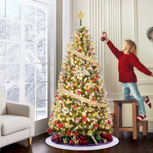 9FT Pre Lit Artificial Christmas Tree with White Lights