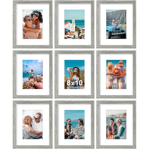 8x10 Picture Frames Set of 9 for Wall or Tabletop Display (9 Count)
