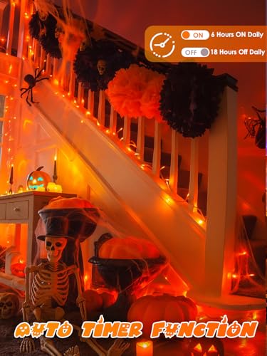 33FT 100 LED Battery Operated Halloween String Lights 8 Modes Twinkle Light