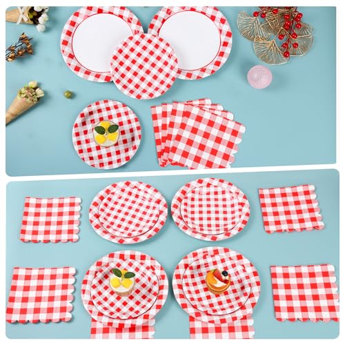 175Pcs Red Gingham Plates (175 Count)