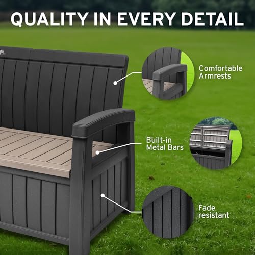 3 Seat Outdoor Storage Bench with Rain Cover