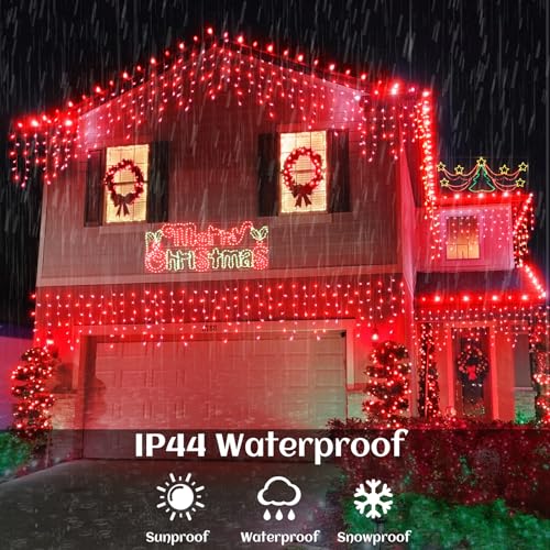 Red Christmas Icicle Lights for Outside