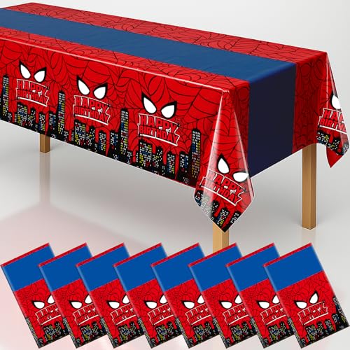 8Pcs 2in1 Spider Birthday Decorations Tablecloths (8 Count)