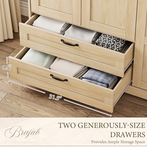 62" Wooden Armoire Wardrobe Closet with Mirror