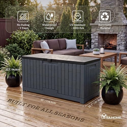Large Deck Box 120 Gallon Resin Outdoor Storage Box
