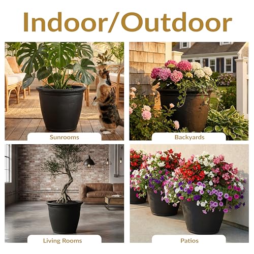 Sunnydaze Anjelica 20'' Large Plastic Planter Pot for Plants (4 Count)