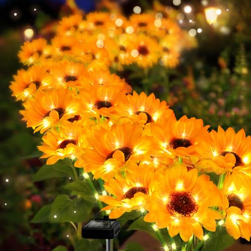 Solar Sunflower Lights 6 Pack with 36 Sunflower Solar Lights Outdoor Garden Decor Birthday Gift for Mom Women Grandma (36 Count)