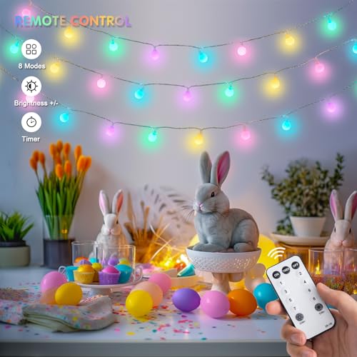 33 ft 100 LED Connectable Globe Easter Lights String Indoor