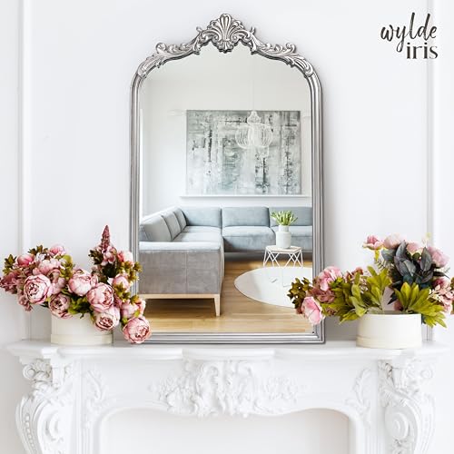 English Estate Carved Arch Wood Wall Mirror