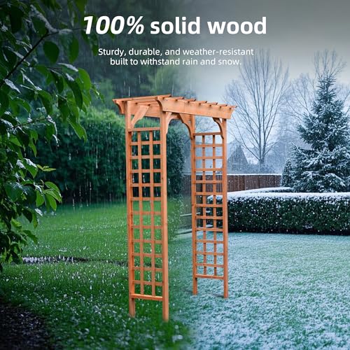 Solid Fir Wood Garden Arch Trellis for Climbing Plants Outdoor