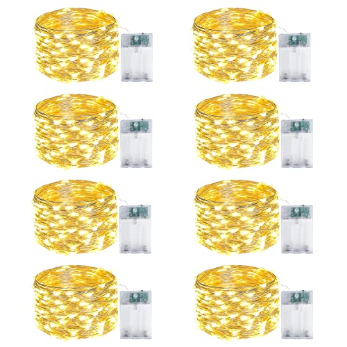 8 Pack Fairy Lights Battery Operated 16FT 50 LED String Lights Warm White (8 Count)