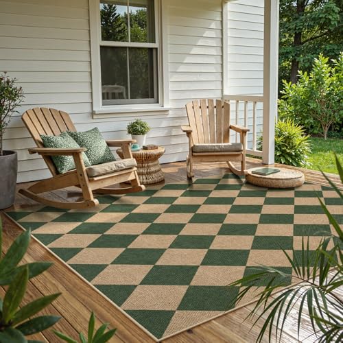 Checkered Easy Jute 5x7 Outdoor Rug (35 Sq Ft)