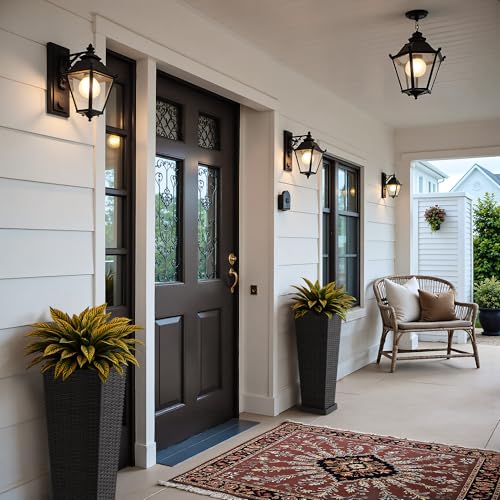 23.5" Front Porch Resin Rattan Tall Planters 2 Pc (2 Count)