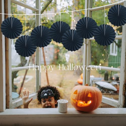 Black Party Decorations 12in Hanging Paper Fans