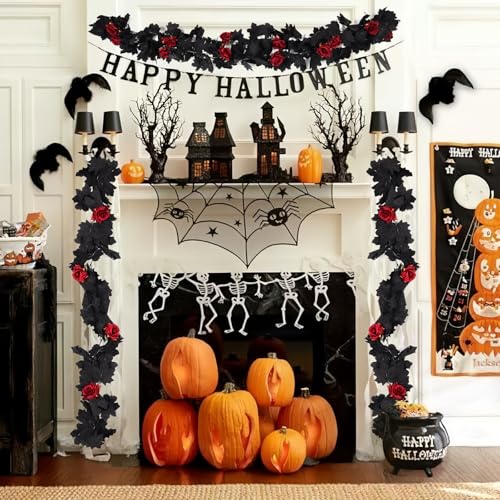 Artificial Black Garland Hanging Vine Artificial Red Floral Garland (11.4 Foot)