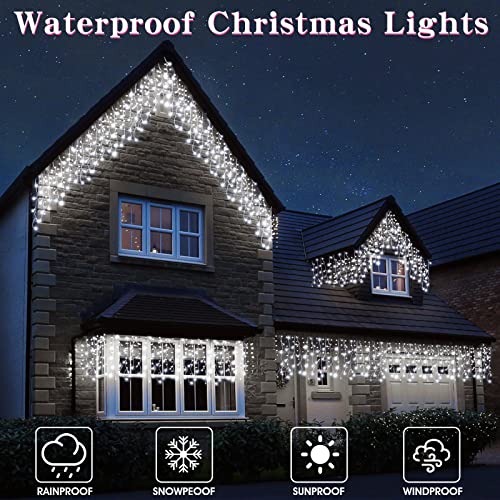 Icicle Christmas Lights Outdoor Decorations 640 LED 65.6 FT 8 Modes LED Icicle String Light with 120 Drops