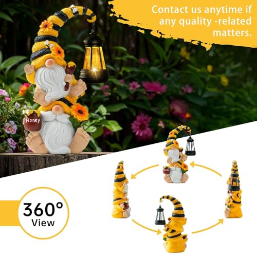 Solar Bee Garden Gnomes with LED Lantern