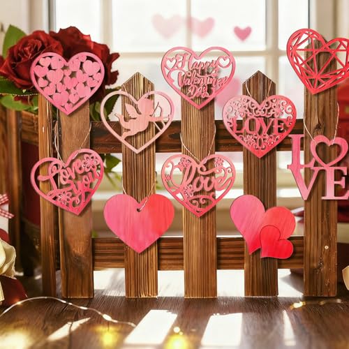 80PCS Wooden Heart Ornaments to Paint Valentine's Day Craft (80 Count)