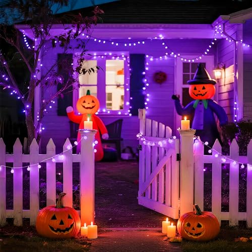 Connectable 100 LED Globe Purple Halloween Lights Indoor 8 Modes