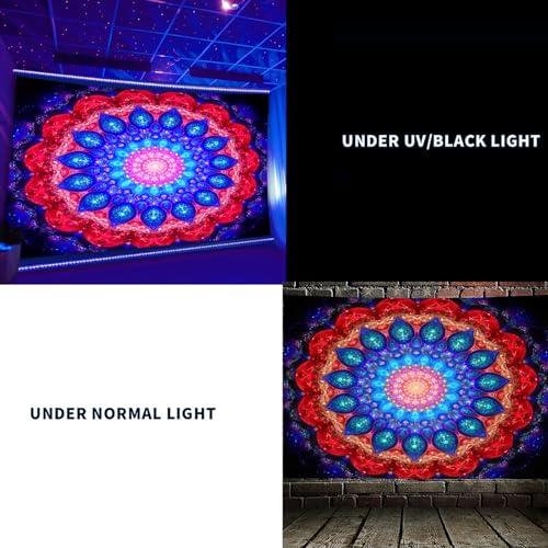 Blacklight Mandala Tapestry for Bedroom