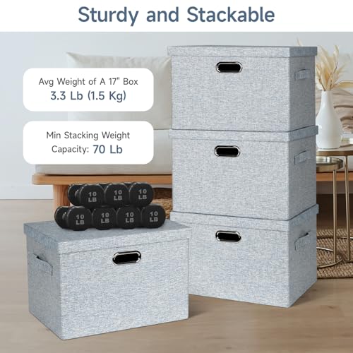 Storage Bins with Lids Fabric Closet Organizers Cubes Office Organization (3 Count)