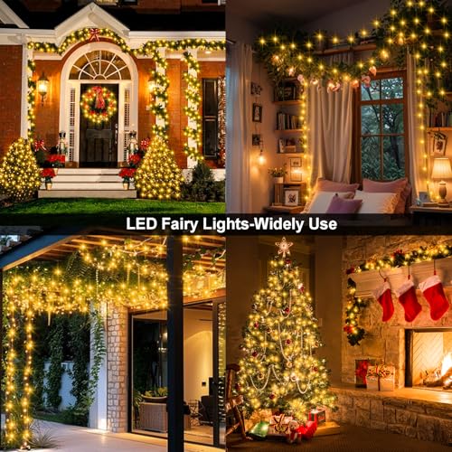 2 Pack Fairy String Lights Plug in 33Ft Green Wire Fairy Lights for Bedroom (200 Count)
