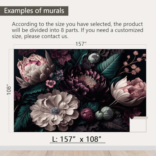 Vintage Dark Flower Peel and Stick Wallpaper Wall Mural