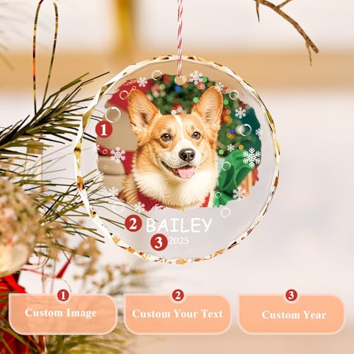 Personalized Dog Cat Ornaments with Photo Text