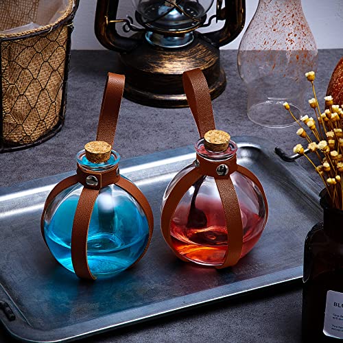6 Pcs Halloween Glass Potion Bottles with Cork Belt (6 Count)