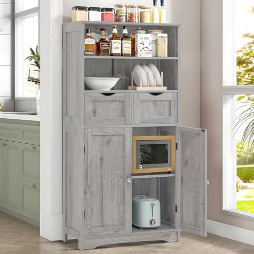 Storage Cabinet with 2 Drawers & Adjustable Shelf