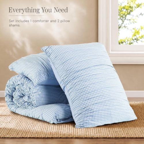 Blue Gingham Twin XL Comforter Set