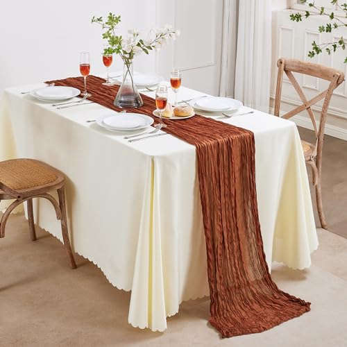 12 Pack Terracotta Cheesecloth Table Runner 10FT Fall Boho Home Decor (44.16 Ounce)