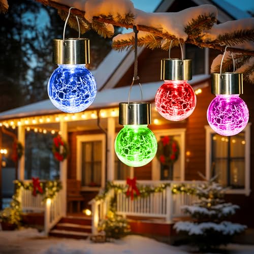 Solar Christmas Decorations Outdoor Hanging Light for Outside 8Pc (8 Count)