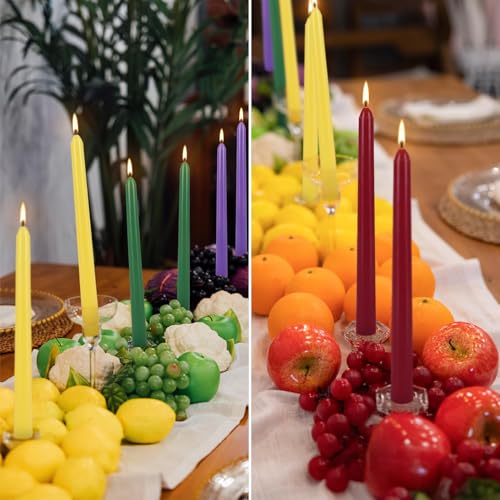 24 Pack 10" Tall Colored Taper Candles (24 Count)