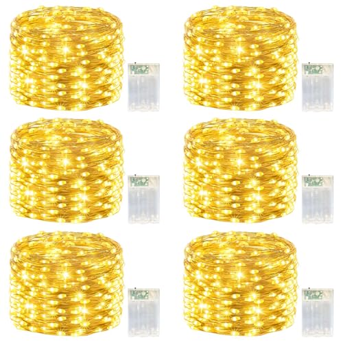 6 Pack Warm White Fairy Lights Battery Operated