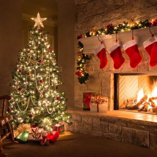 11.8’’ Christmas Tree Topper Rose Gold Star Treetop Toppers with 20 Lights