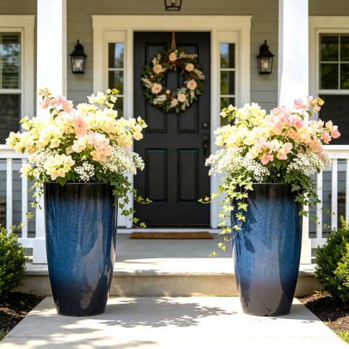 Autodaya 24" Large Tall Outdoor Planters Set of 2 (2 Count)