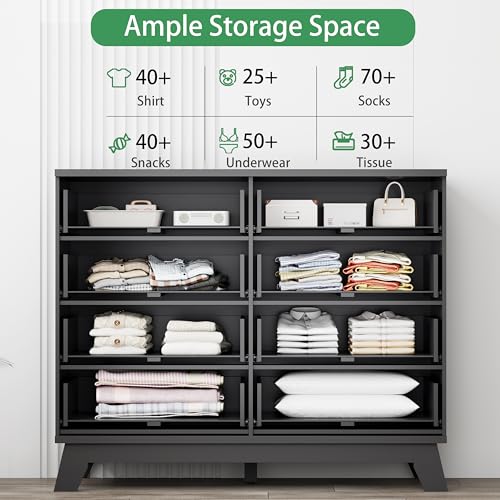Fluted Dresser for Bedroom with 8 Drawers