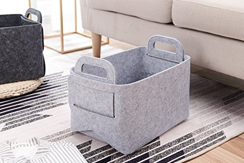 Storage Basket Felt Storage Bin Collapsible& Convenient Box Organizer with Carry Handles for Office Bedroom Closet Babies Nursery Toys Laundry