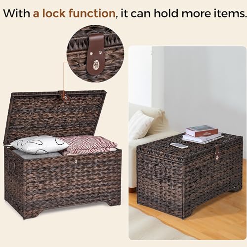 165L Handwoven Wicker Storage Basket with Lid