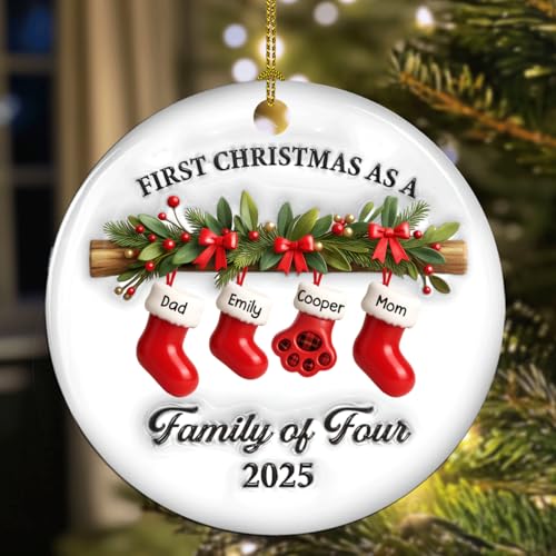 First Christmas Family Ceramic Ornament