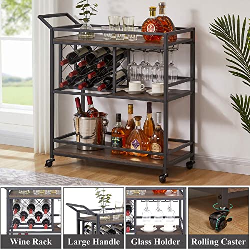 Bar Cart for The Home with Wine Rack and Glasses Holder