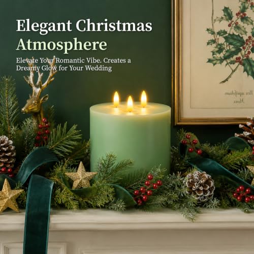 3 Wick Extra Large Flameless Pillar Candles with Timer Remote