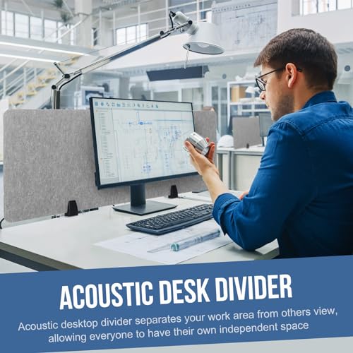 4 Pack Acoustic Desk Divider Soundproof Desk Privacy Panel Freestanding Partitions Sound Absorbing Divider for Office Reduce Noise and Visual Distractions 47.3" x 16"