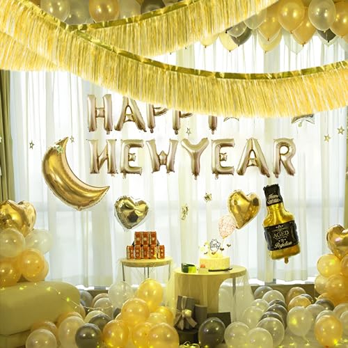 Gold Foil Fringe Garland 10FT 6packs for Parade Float Decorations (6 Count)